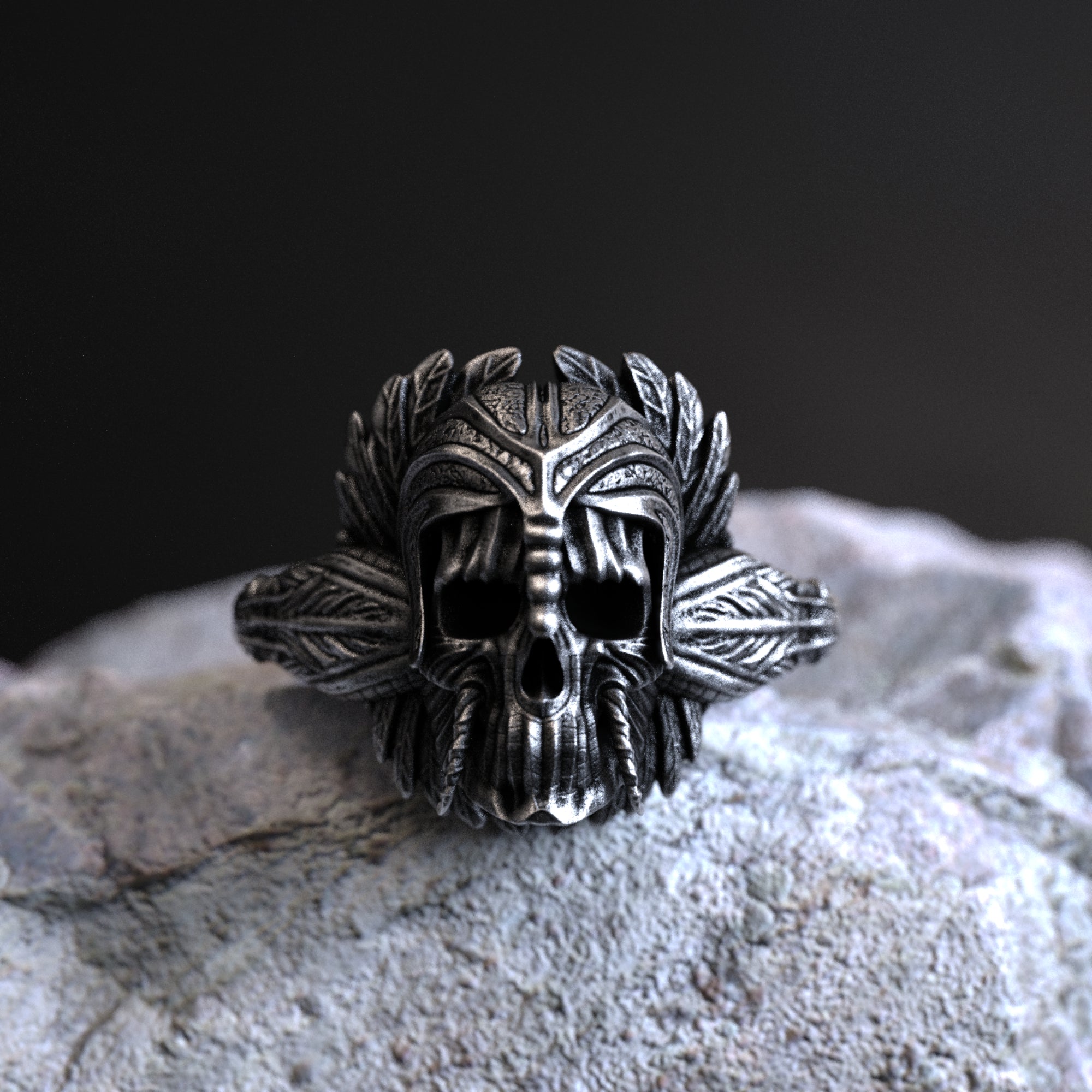 Snake with Skull 925 Sterling Silver Ring