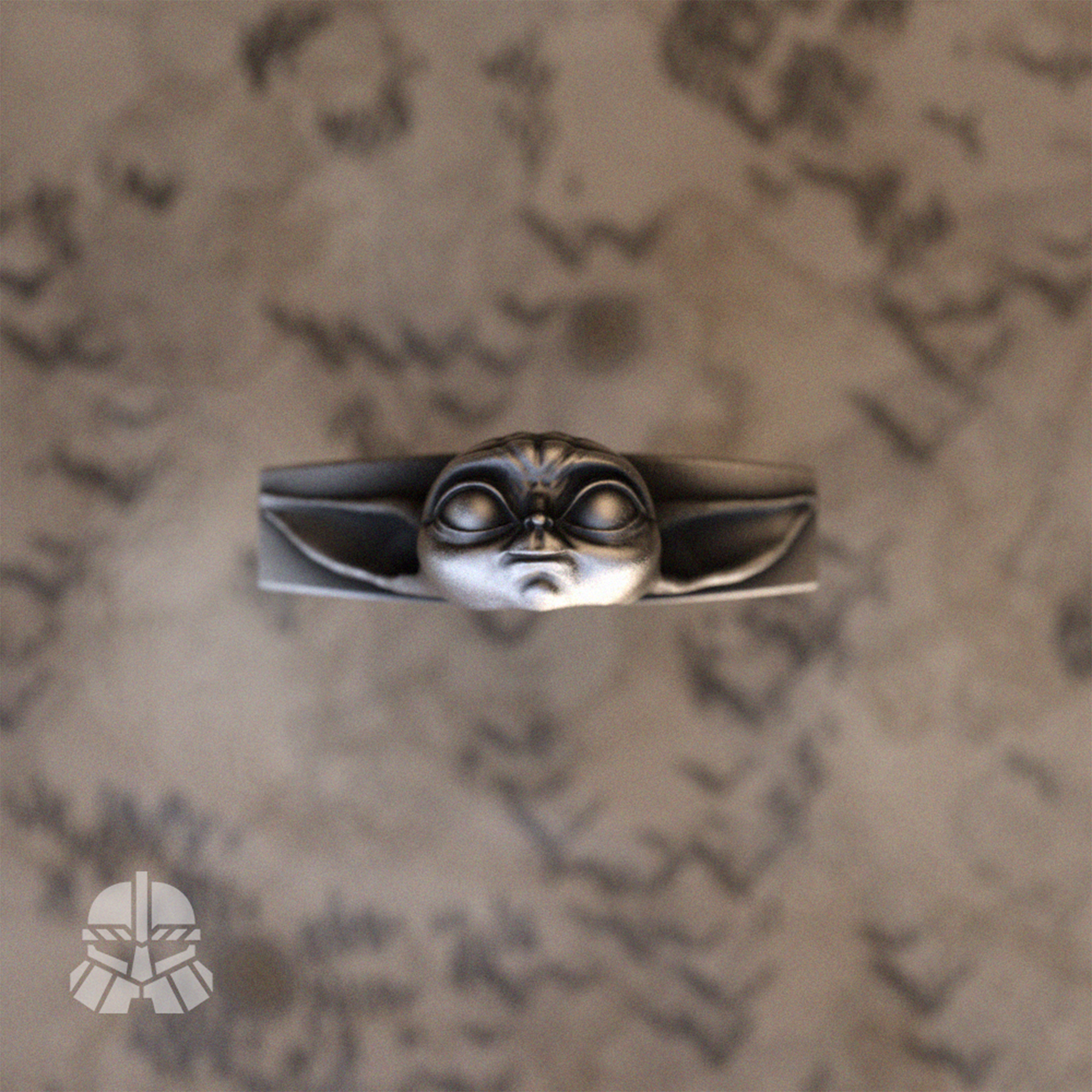 Alien Baby Face Silver Ring