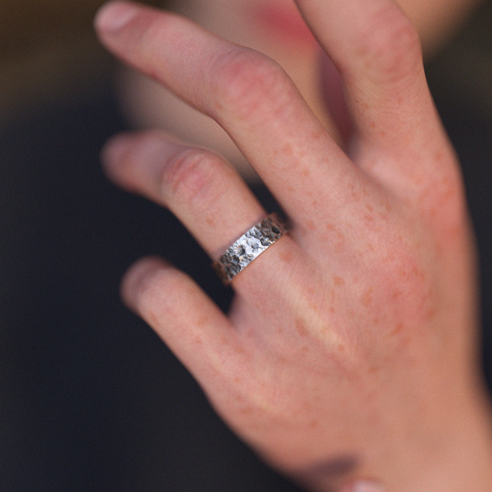 Moon Surface Silver Ring