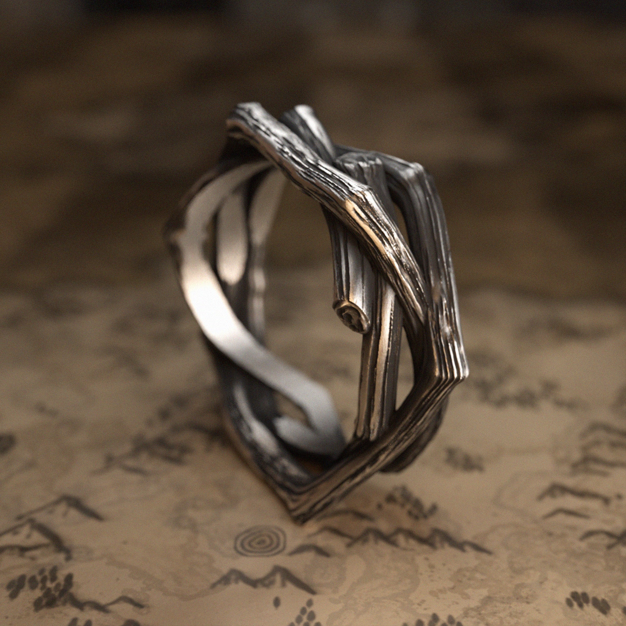 Branch Wedding Silver Band Ring