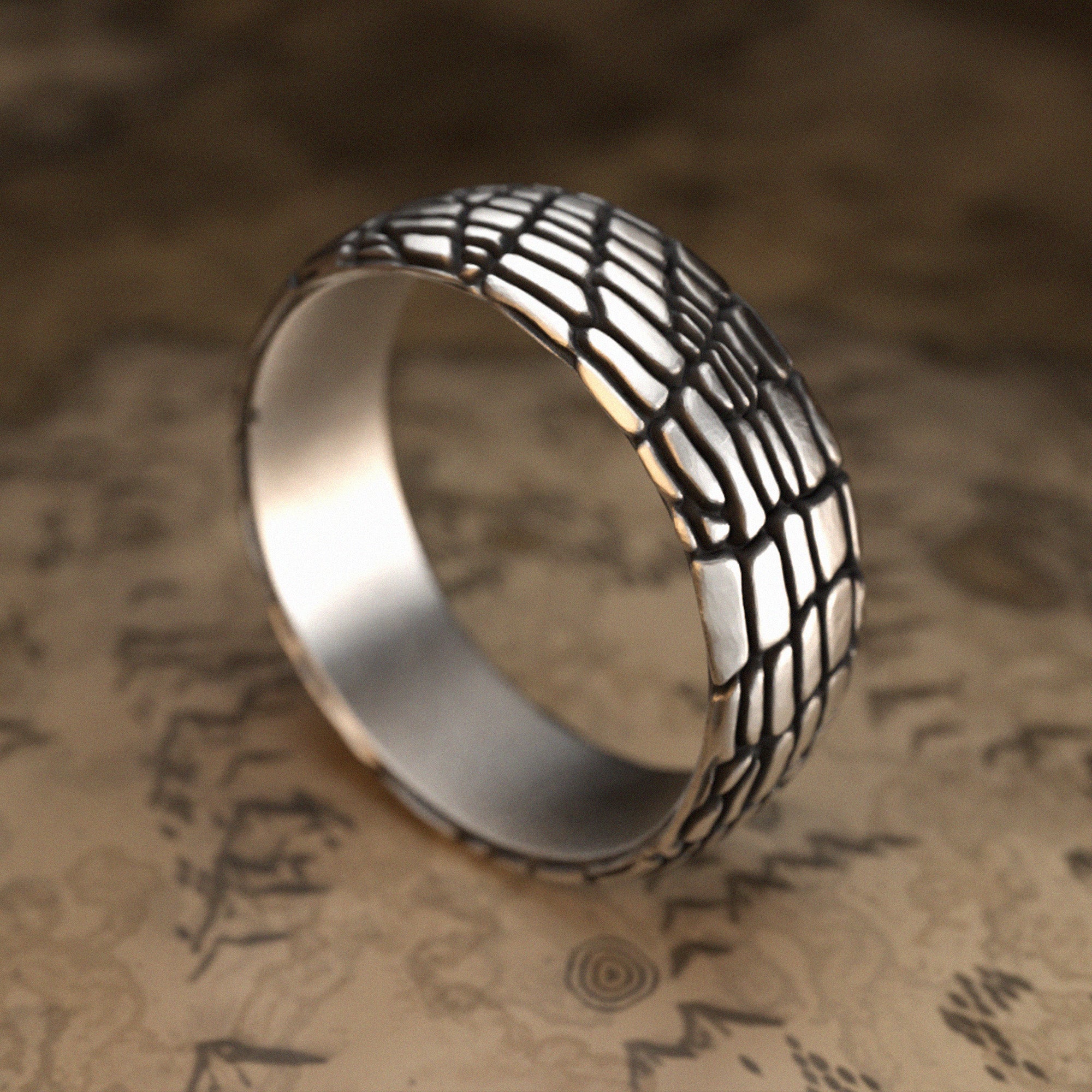 Dragon Scales Silver Ring