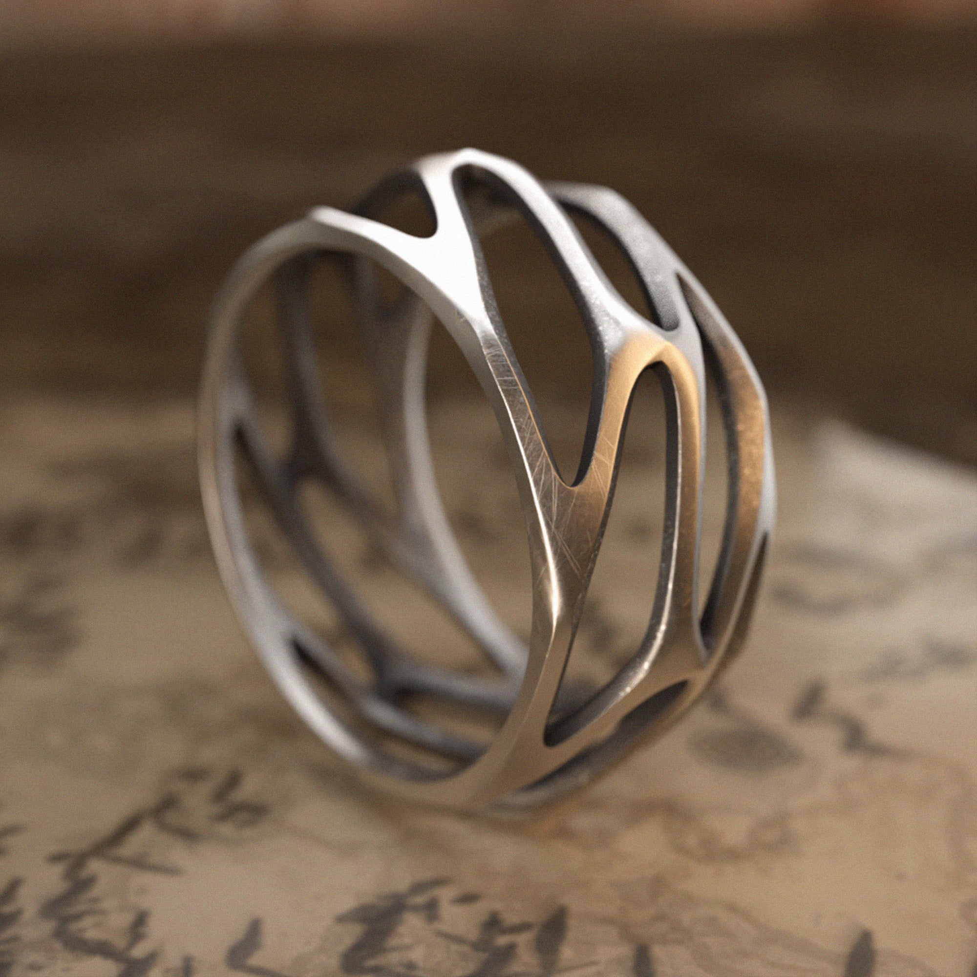 Parametric Brutal Silver Ring