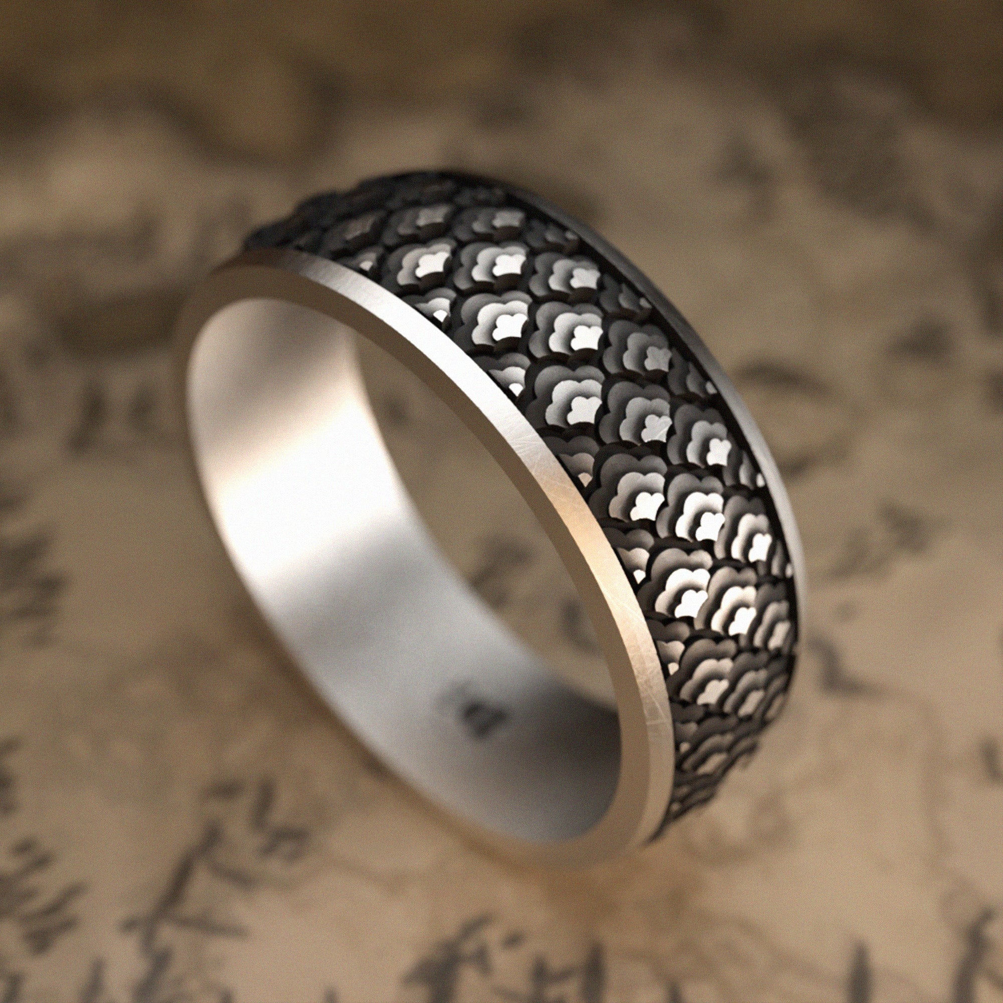 Japanese Pattern Silver Ring