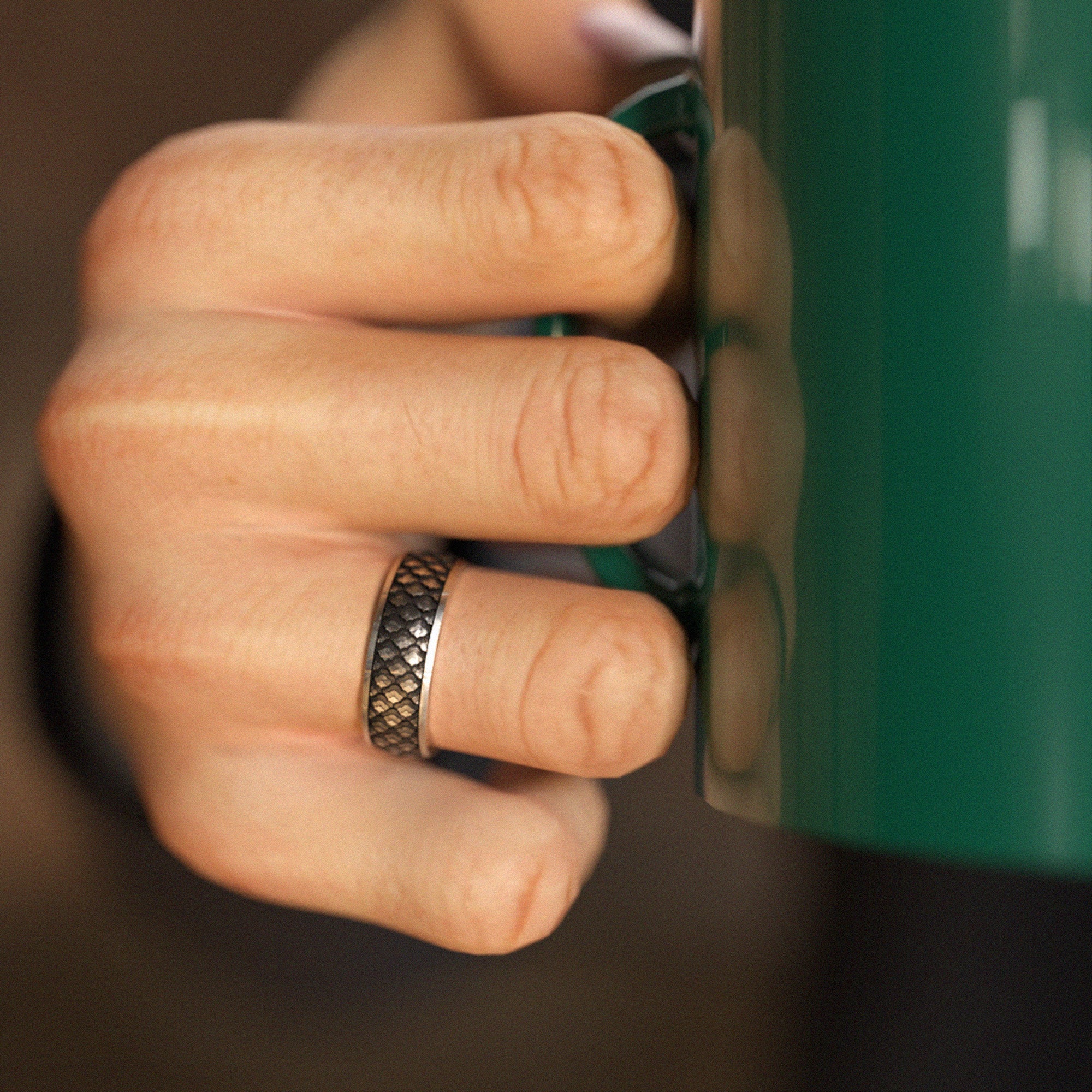 Japanese Pattern Silver Ring