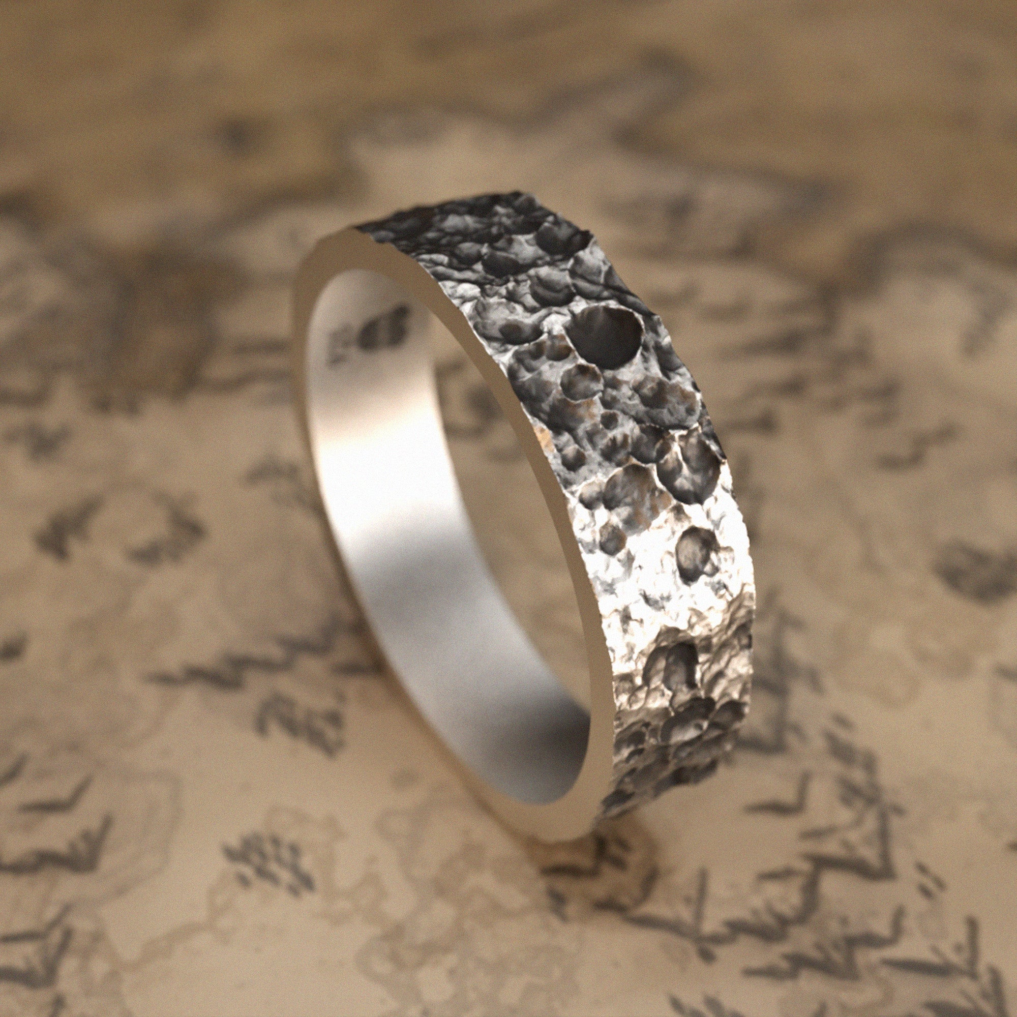 Moon Surface Silver Ring