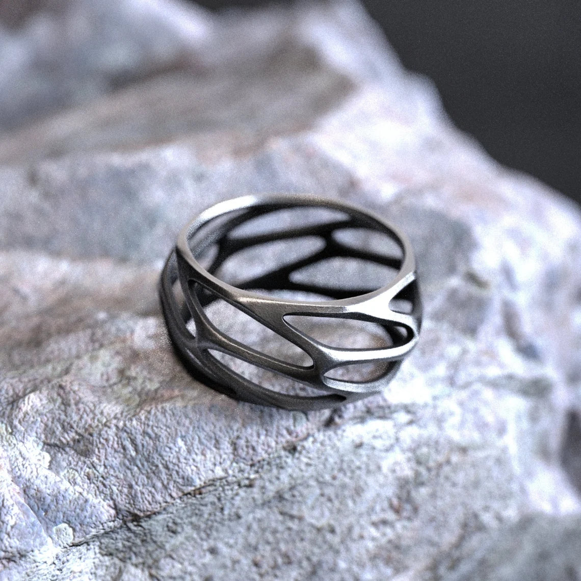 Parametric Design Handmade Sterling Silver Men Brutal Ring, Silver Men Wedding Ring, Men Wedding Band, Ornament Men Ring Minimalist Ring